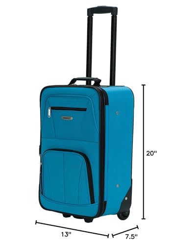 Rockland Fashion Softside Upright Luggage Set, Expandable, Kensington, Black and White, 2-Piece(14/19)