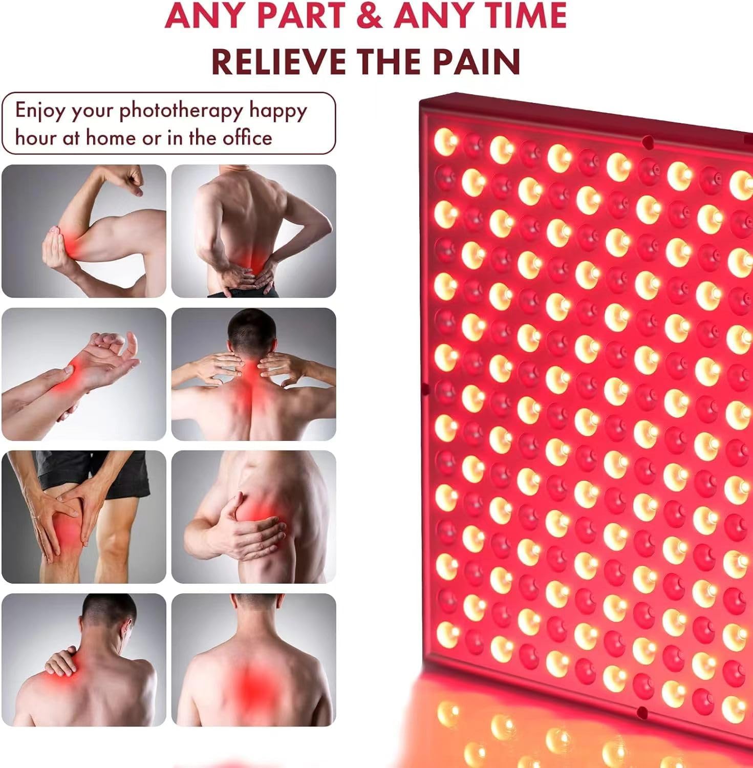 Red-Light-Therapy-Device, 45W LED Red Light Therapy Lamp 660nm Red Light Panel and 850nm Near Infrared Light Therapy for Body Face Skin, Pain Relief of Muscles and Joints