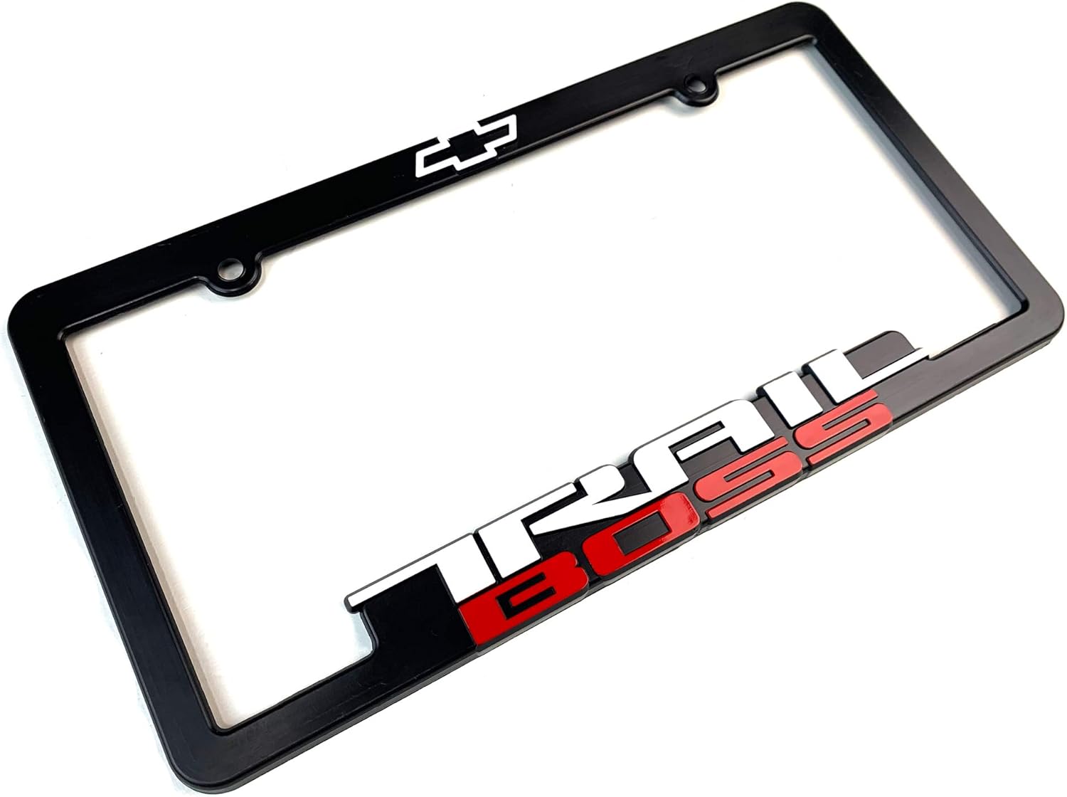 (2) TRAIL BOSS License Plate Frames 3D Raised Letter Frame Brackets (1-Pair)