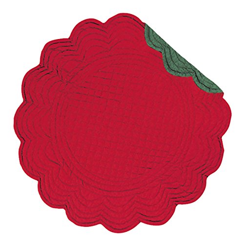 C&F Home Red & Green Quilted 100% Cotton Round Christmas Single Placemat 17