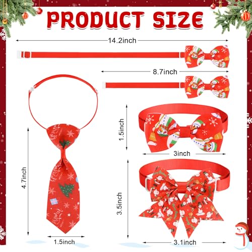 Aliceset 240 Pcs Christmas Dog Bow Ties Collars Bulk Adjustable Xmas Collars Bowtie Neckties Set Santa Claus Leaves Pet Neck Ties for Dog Cat Festive Costume Grooming Accessories