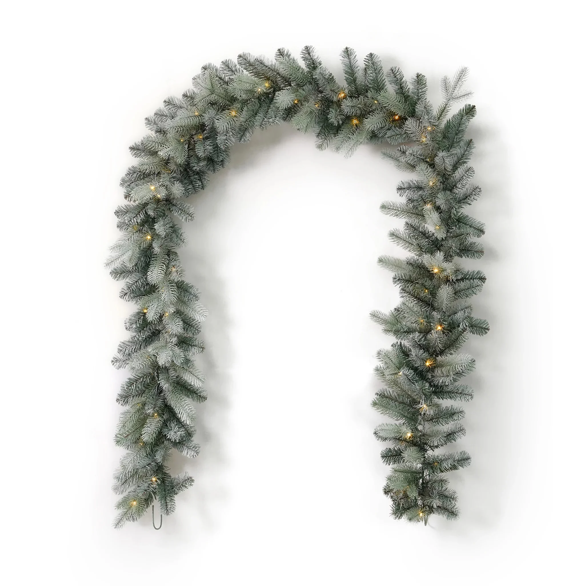 Blue Spruce 9ft Garland Pre-Lit with 50 Warm White LED Lights and Battery Operated - by Seasonal LLC
