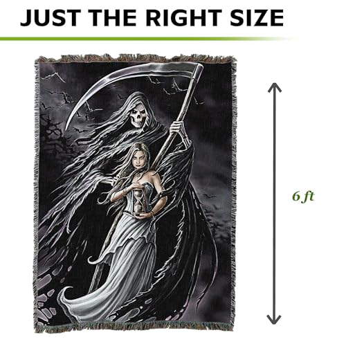 Pure Country Weavers Summon The Reaper Woven Blanket by Anne Stokes - Fantasy Gift Cotton Tapestry Throw - Made in The USA - 72