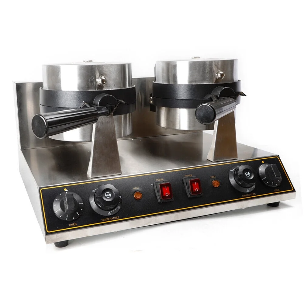 DENEST Dual Rotating Belgian Waffle Maker Commercial Non-Stick 7
