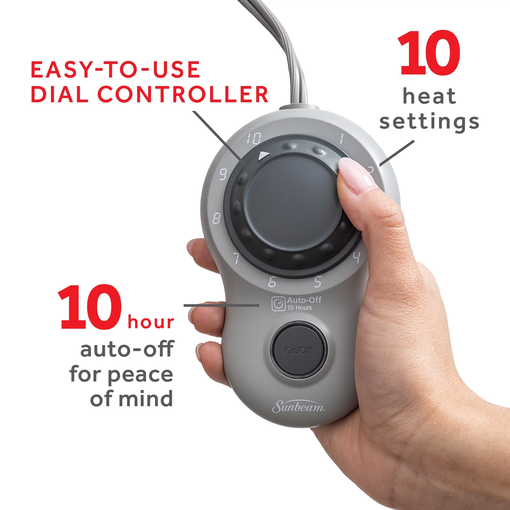 Sunbeam Heated Electric Blanket, Bedding, Full, Fleece, Ultimate Grey