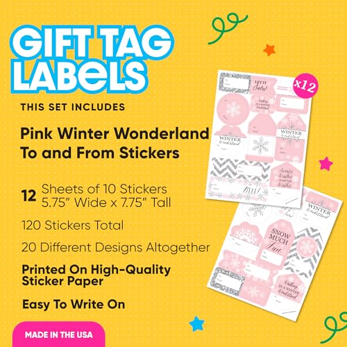 Big Dot of Happiness Winter Wonderland - Assorted Snowflake Holiday Party and Winter Wedding Gift Tag Labels - to and from Stickers - 12 Sheets - 120 Stickers