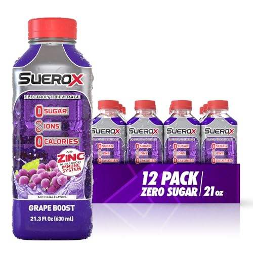 SueroX Zero Sugar Electrolyte Drink for Hydration and Recovery, Unique Blend of Electrolytes & 8 Ions, Zero Calorie Sports Drink, 21.3 Fl Oz, Berry Blast, 12 Count