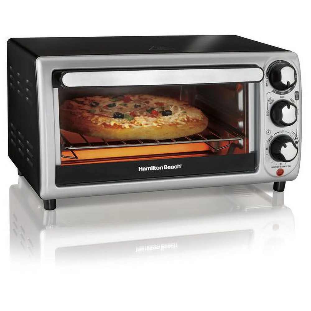 Hamilton Beach Countertop Toaster Oven with Bake Pan, Broil & Bagel Functions, Auto Shutoff, Stainless Steel, 31142