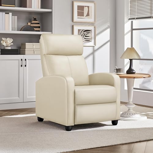 Yaheetech Corduroy Recliner Chair Single Sofa Home Theater Seating Adjustable Modern Reclining Chair for Living Room Bedroom Home Theater Beige