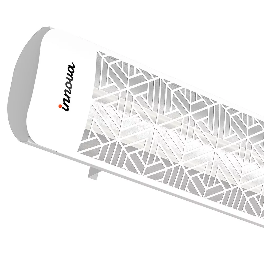 Innova-6000 Watt Electric Infrared Dual Element Heater-208 Voltage-White Finish-Mason Decorative Fascia-Outdoor Wall Mount Electric Heater-EF60208W3