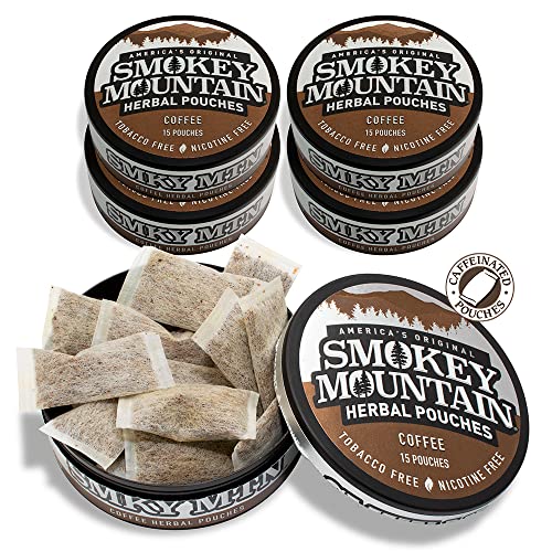 Smokey Mountain Pouches - Nicotine-Free and Tobacco-Free - 5 Cans - 15 Energy Pouches Per Can