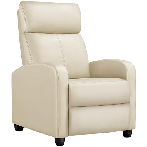 Yaheetech Corduroy Recliner Chair Single Sofa Home Theater Seating Adjustable Modern Reclining Chair for Living Room Bedroom Home Theater Beige