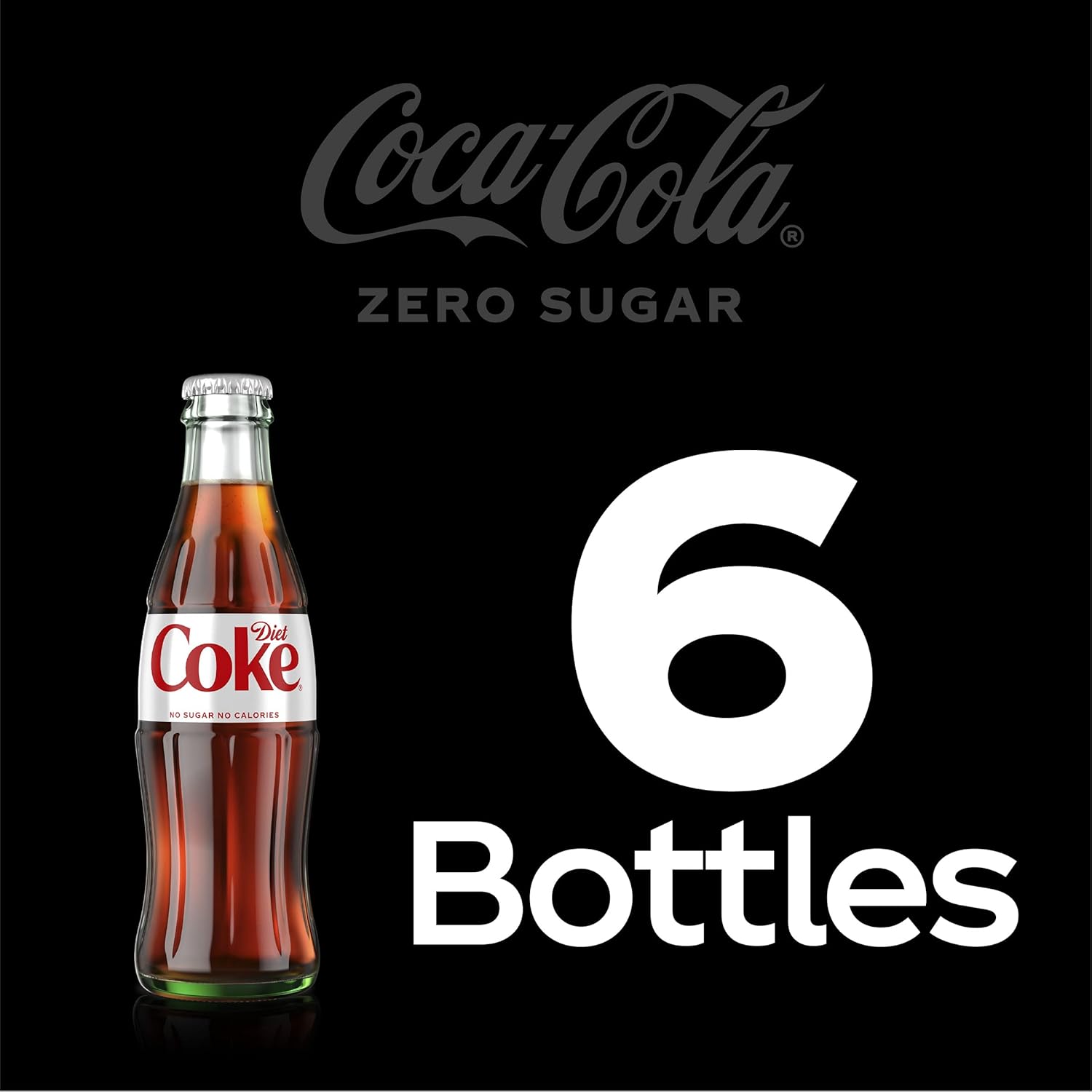 Coca-Cola Zero Sugar Glass Bottles, 8 fl oz, 6 Pack