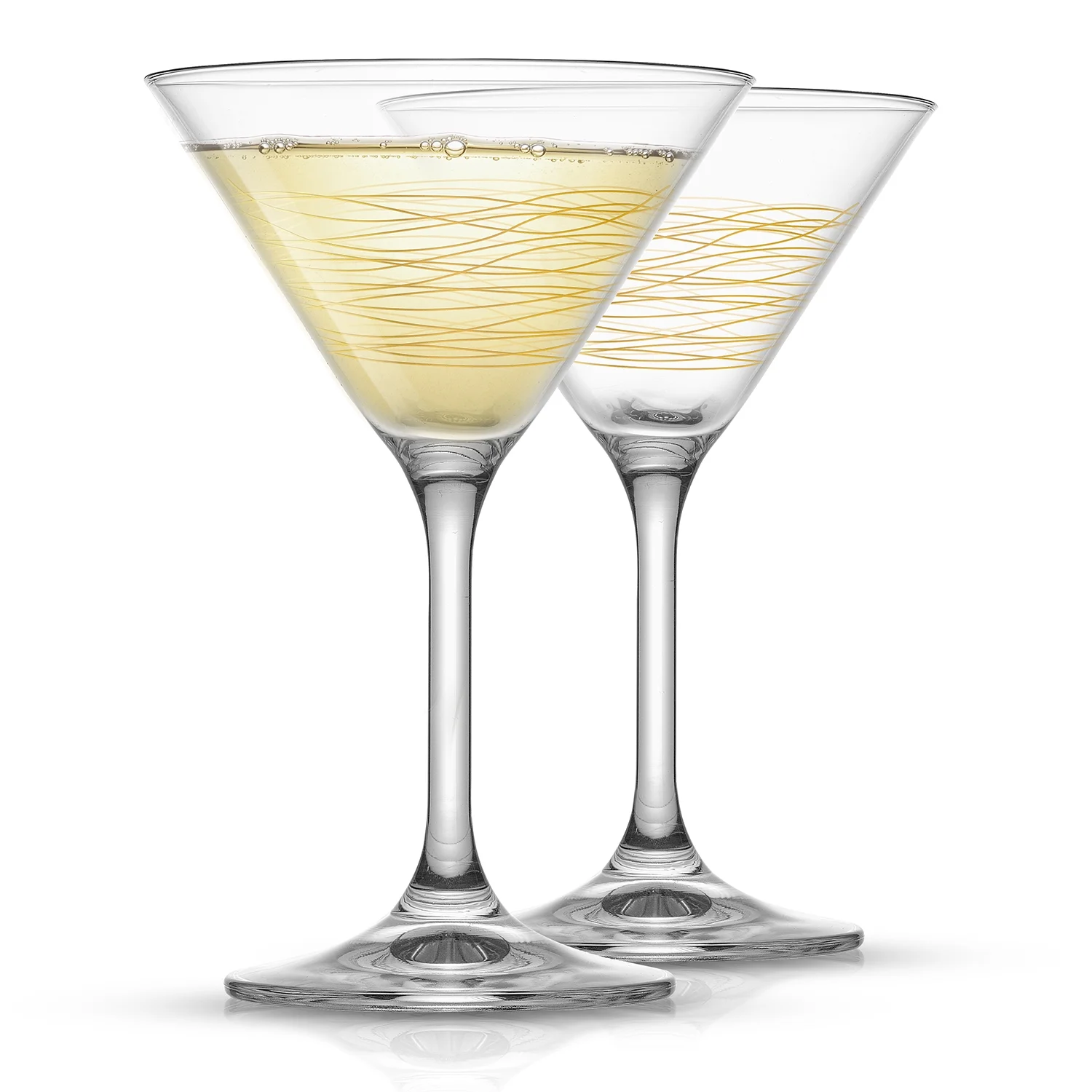 JoyJolt Golden Royale European Crystal Stemmed Martini Bar Glasses, with Gold Etching, Set of 2