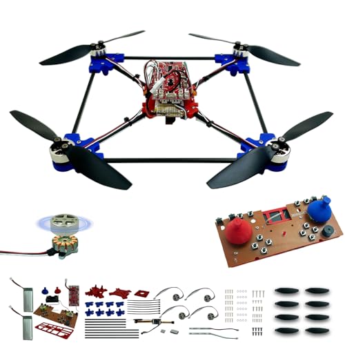 Quadrotor Drone DIY Kit: A Unique STEM Project with Brushless Motor, Optical Flow Hovering, One-Click Takeoff and Landing, and 360° Flip for DIY Enthusiasts to Learn Drone Basics