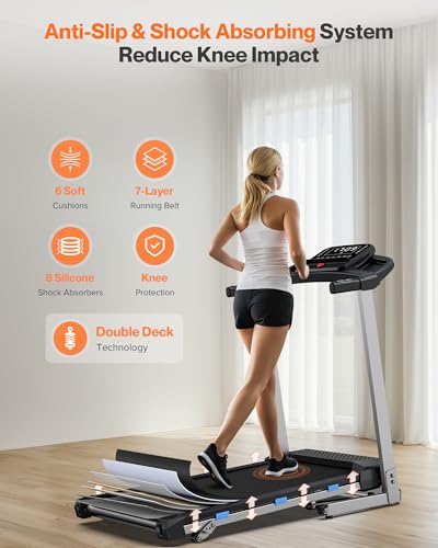 Folding Treadmill with Incline, 3.0 HP Quiet Treadmills for Home, 350 lbs Weight Capacity & 7.6 MPH, Incline Treadmill with Pulse Sensor and Bluetooth Speaker, Wide Belt, App, LED Display