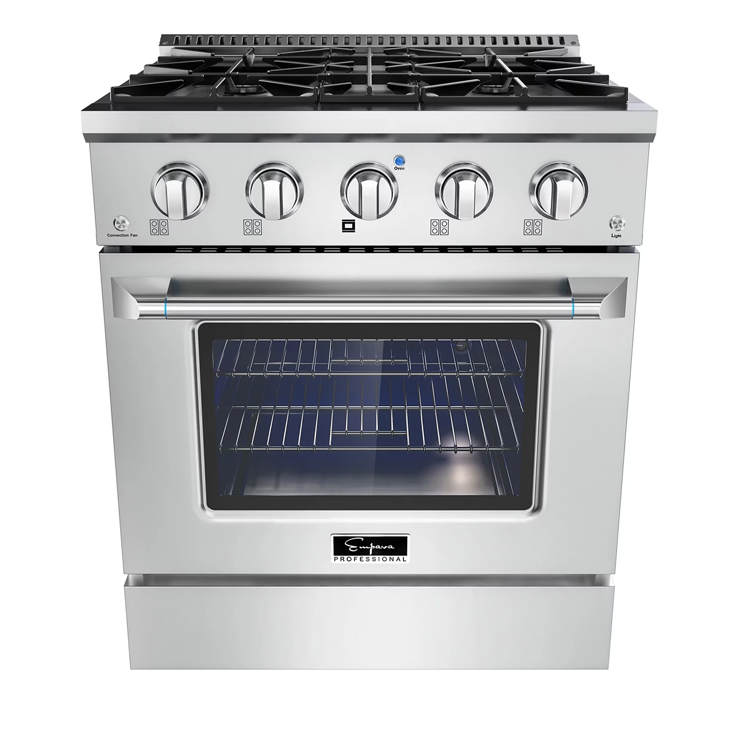 Empava 30 in. 4.2 cu. ft. Pro-Style Slide-In Single Oven Gas Range with 4 Sealed Ultra High-Low Burners - Heavy Duty Continuous Grates in Stainless Steel