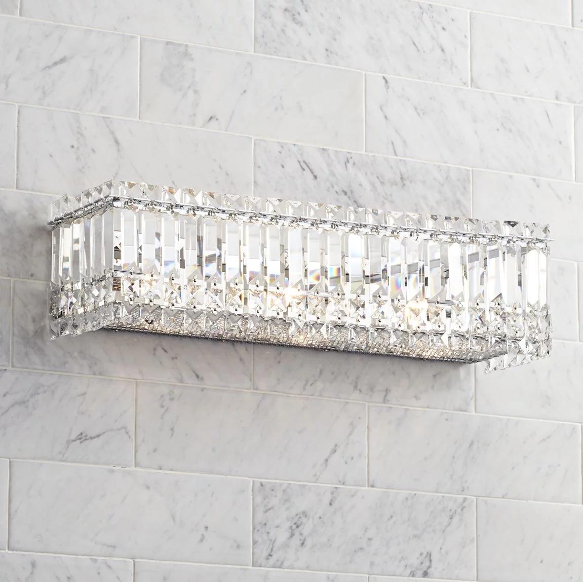 Possini Euro Design Crystal Columns Modern Wall Light Chrome 23