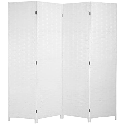 Wood Mesh Woven Design 4 Panel Folding Wooden Screen Room Divider
