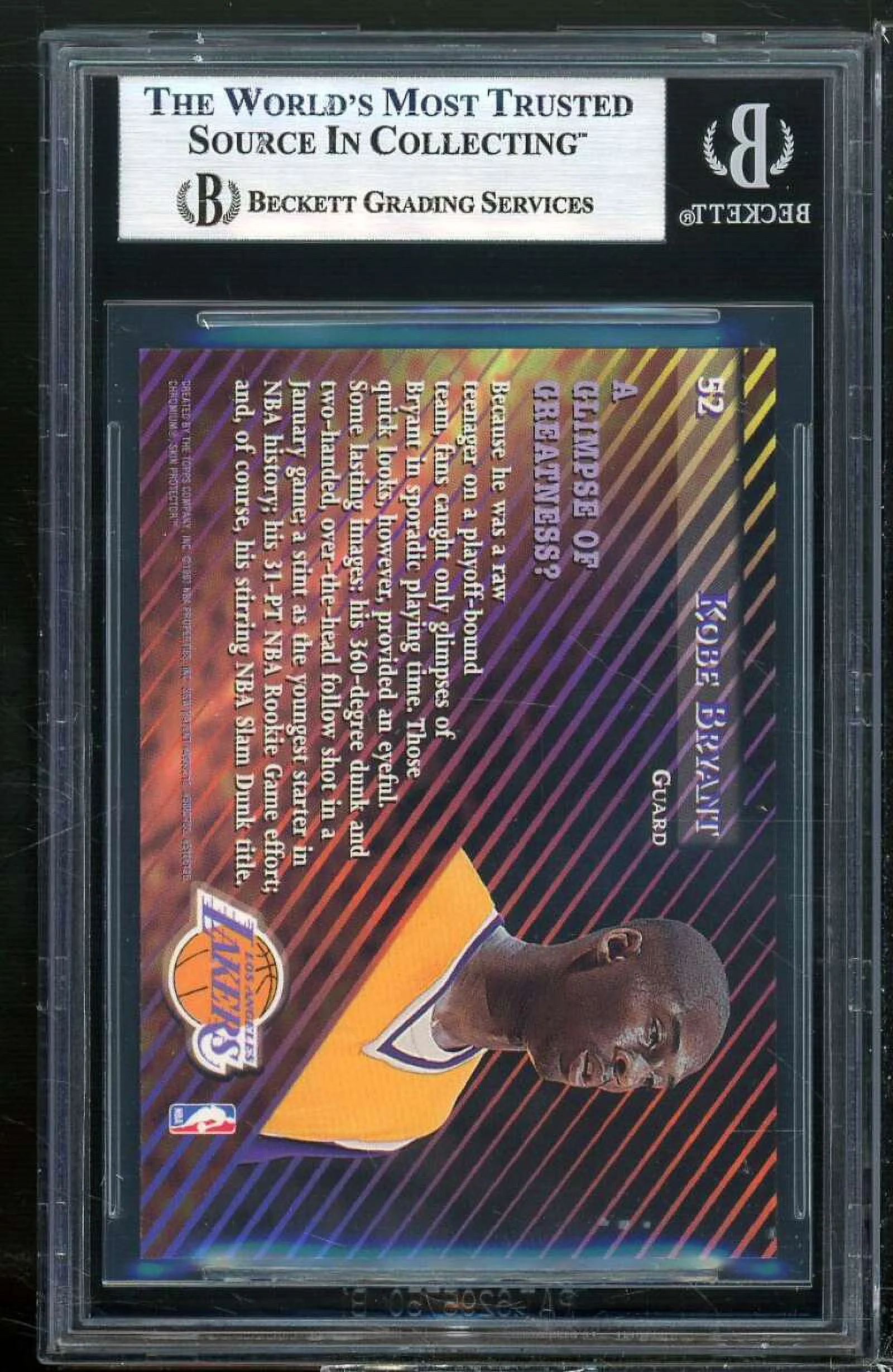 Kobe Bryant Rookie Card 1996-97 Stadium Club MO Finest #52 BGS 9 (9.5 9 9.5 8.5)