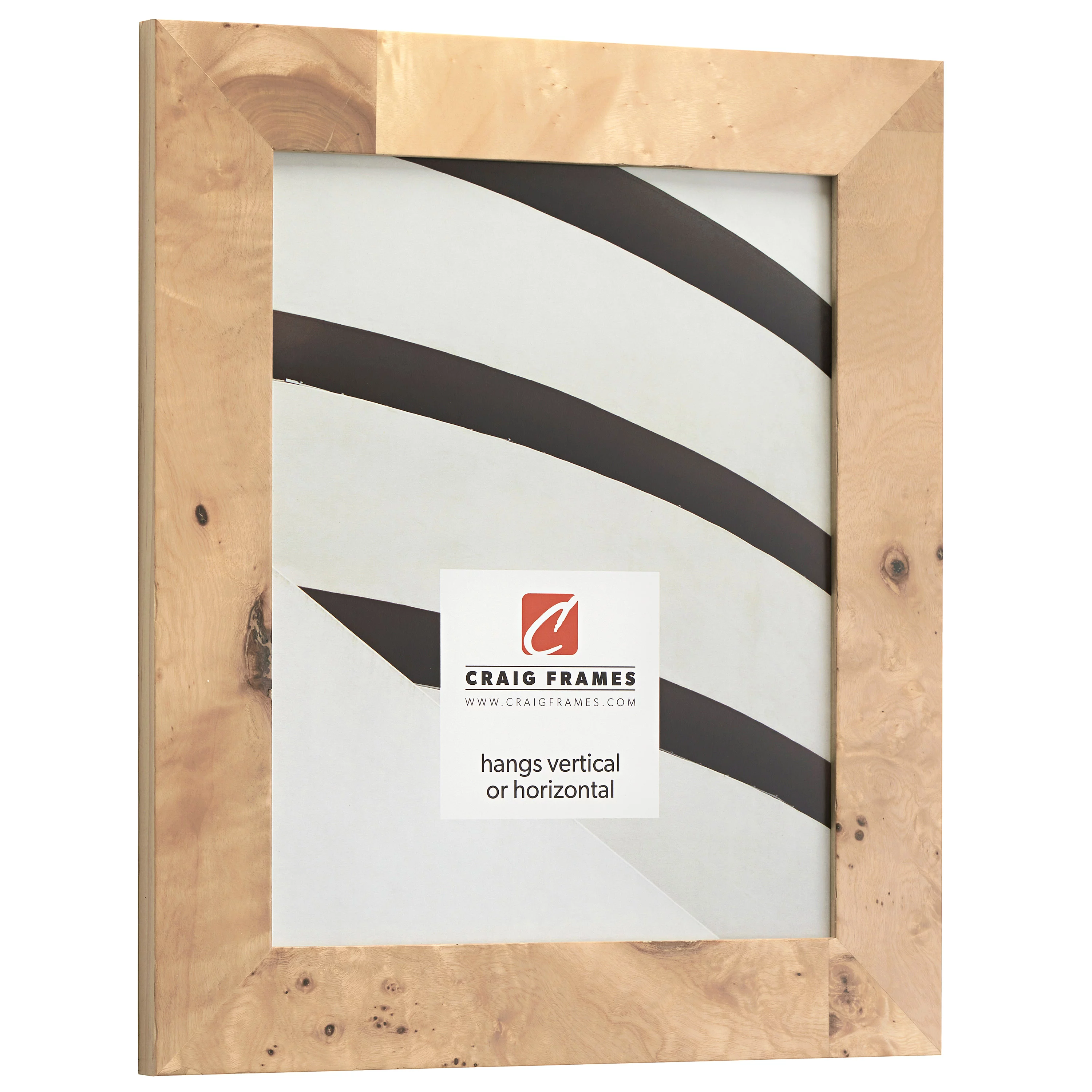 Craig Frames Innovations, 8x12 inch Natural Wood Burl Picture Frame Matted for a 5x7 Photo