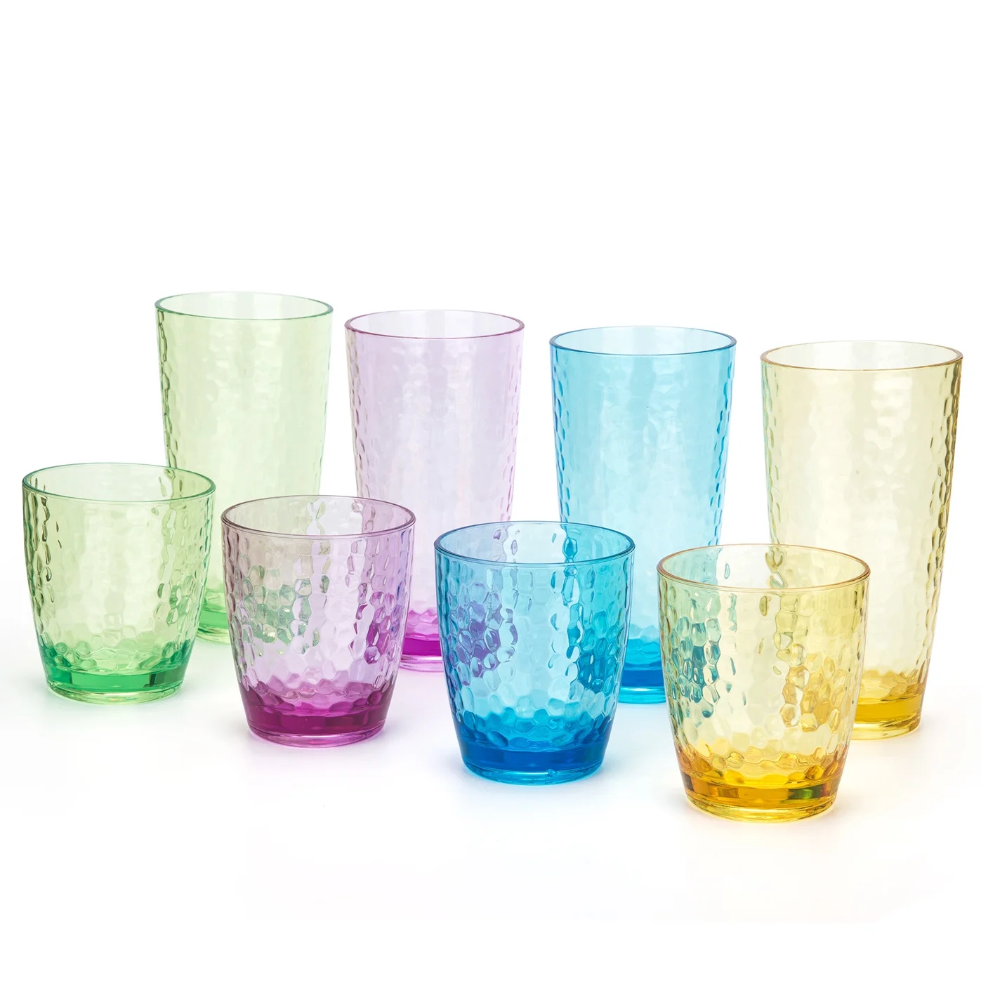 26-Ounce Large Acrylic Glasses Plastic Tumbler/Drinking Cups,Set of 6 Multi-Hammered Style,BPA Free