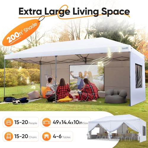 Quictent 10x20ft Easy Pop up Canopy Tent Instant Canopy Shelter Waterproof with Roller Bag
