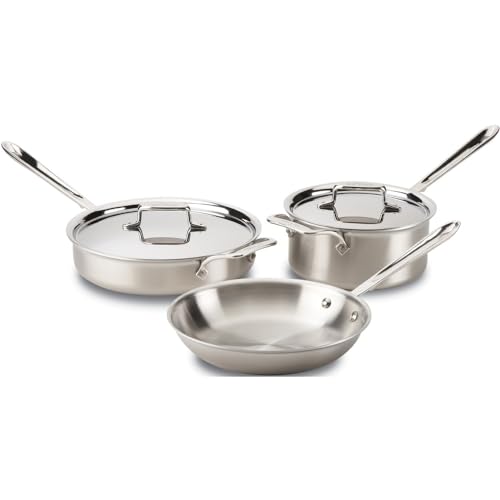 All-Clad D5 5-Ply Stainless Steel Cookware Set 5 Piece Induction Oven Broiler Safe 600F Pots and Pans Silver