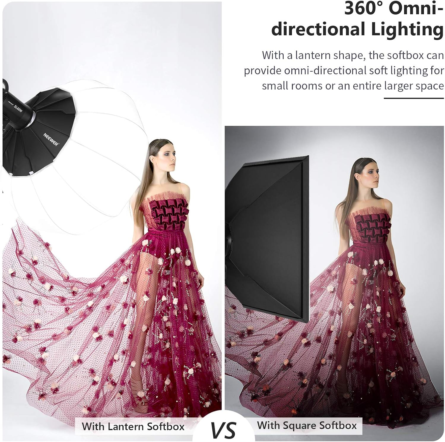 Neewer 34 inches/85cm Lantern Softbox Soft Light Diffuser with Skirt, Compatible with Neewer CB60 CB100 CB150, Aputure 300D II 120D, Godox SL-60W and Other Bowens Mount Light, with Carry Bag