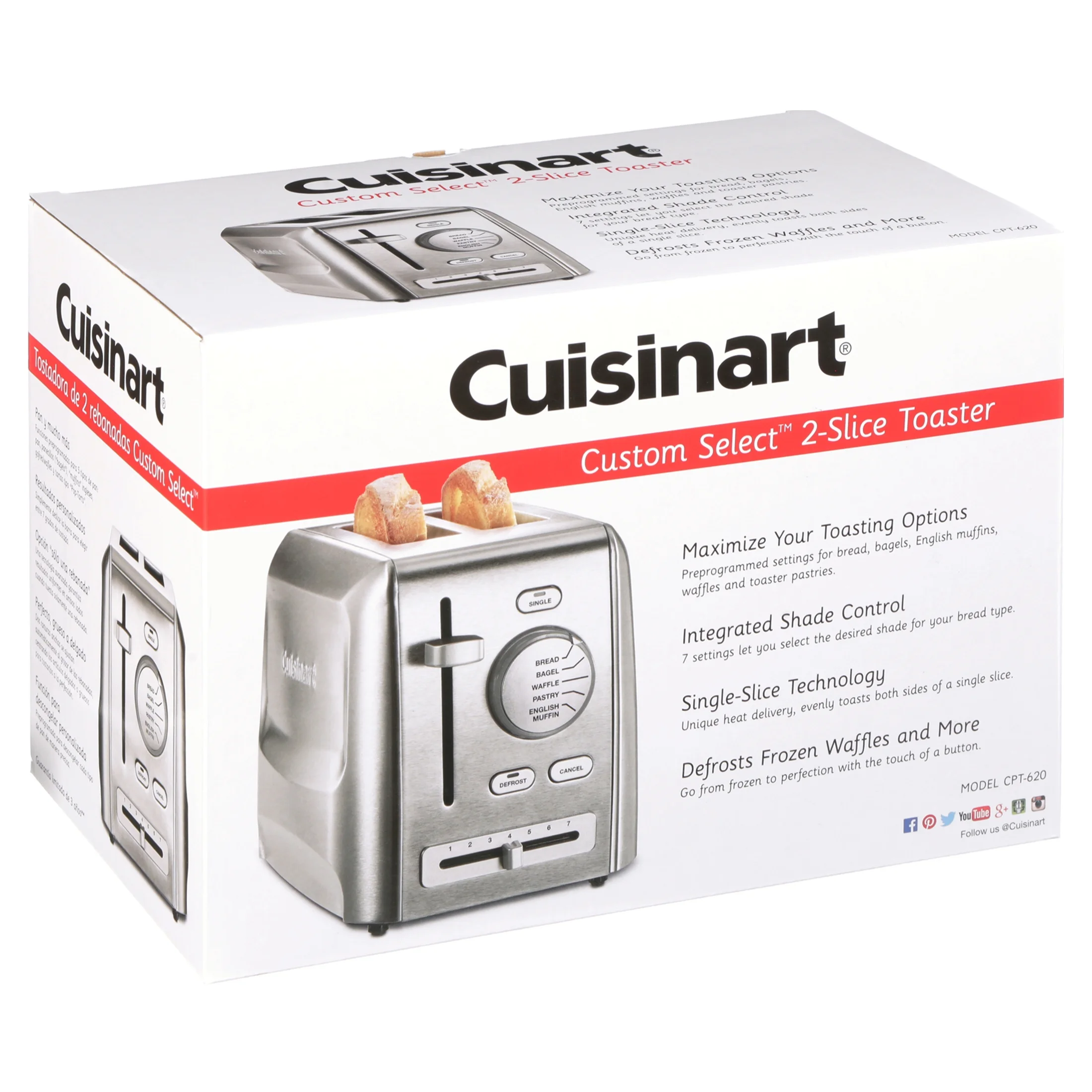 Cuisinart CPT-620 2-Slice Custom Select Toaster, Stainless Steel