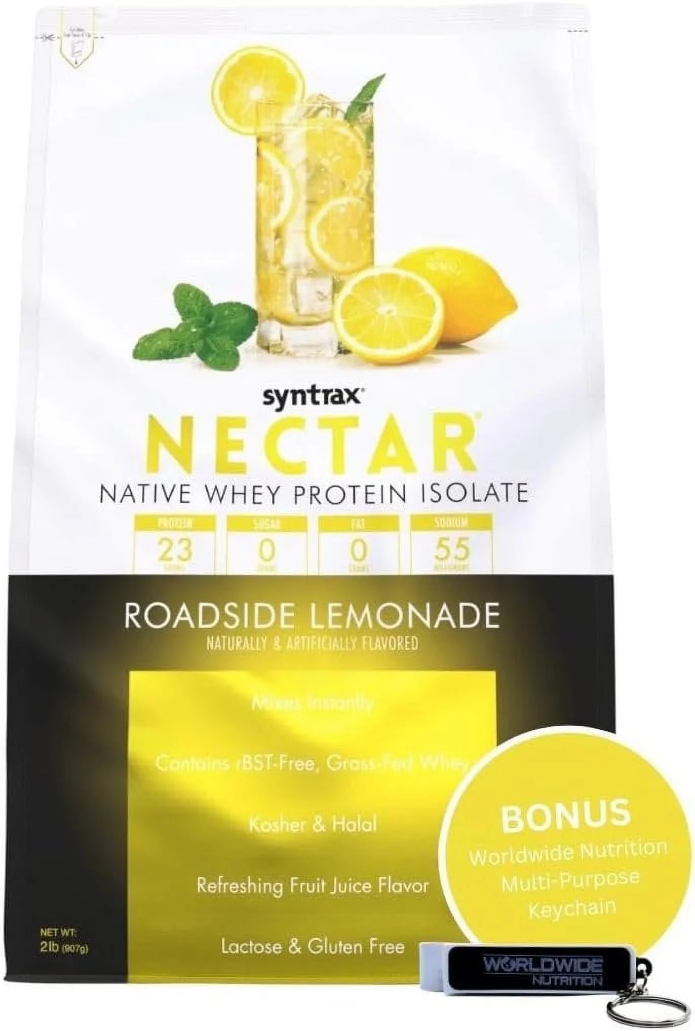 Syntrax Nectar Whey Protein Isolate Powder - Roadside Lemonade Flavor - Pack of 1, 2 lbs