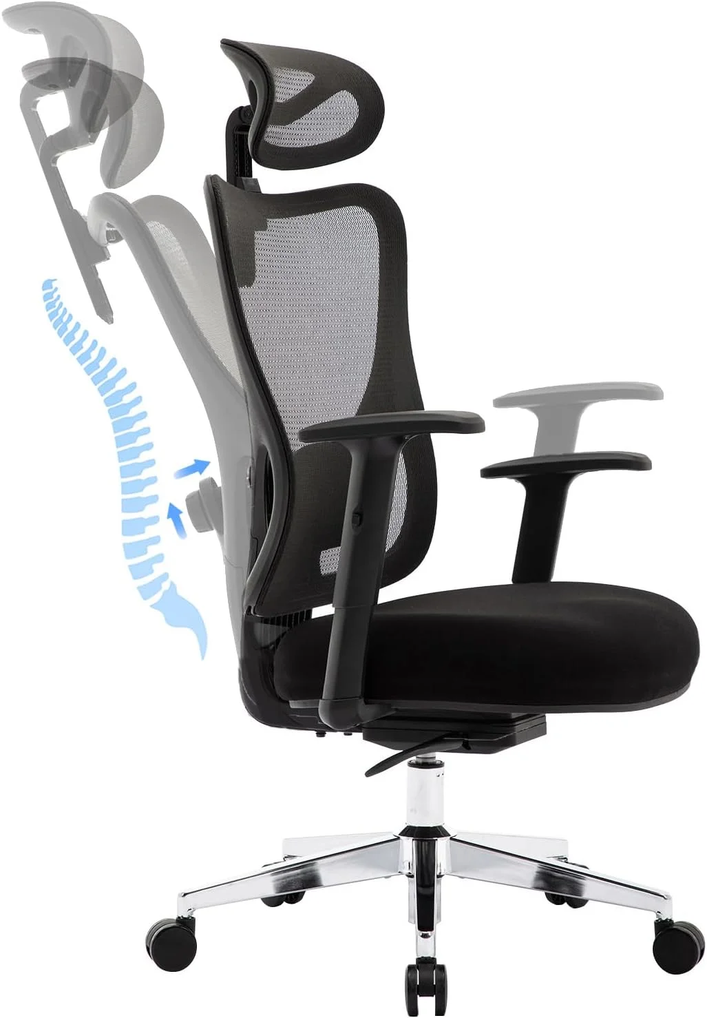 RUNFAYBIU Ergonomic Office Chair  High Back Desk Chair with 2D Lumbar Support  Tilt   Big and Tall Mesh Chair with Adjustable Arms and Headrest  Comfortable Chair Black