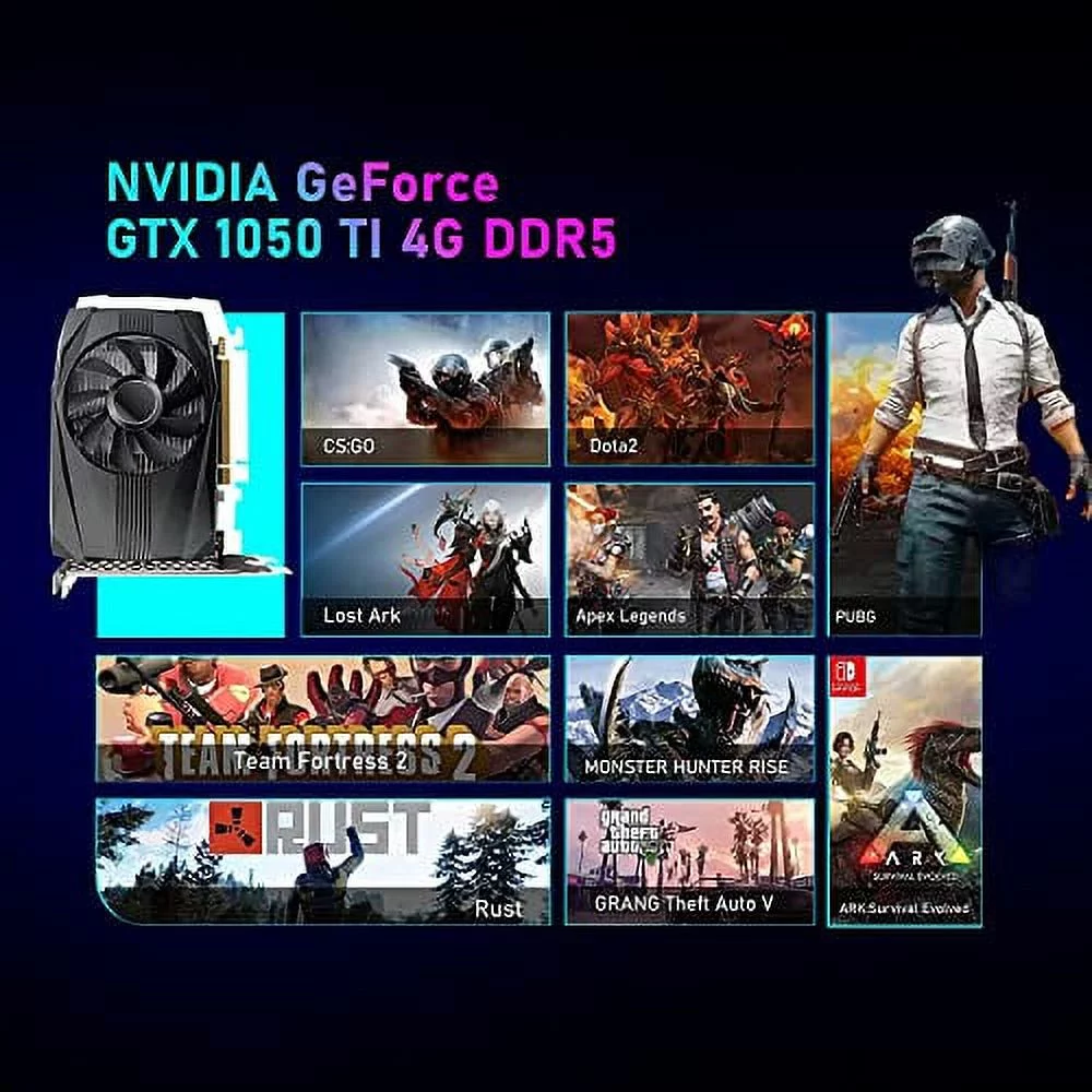 Dell Gaming PC Desktop Computer Tower, Intel i5 16GB RAM 512GB SSD + 1TB HDD, Windows 10, Nvidia GT 730 2GB, New Rainbow Keyboard and Mouse (used)