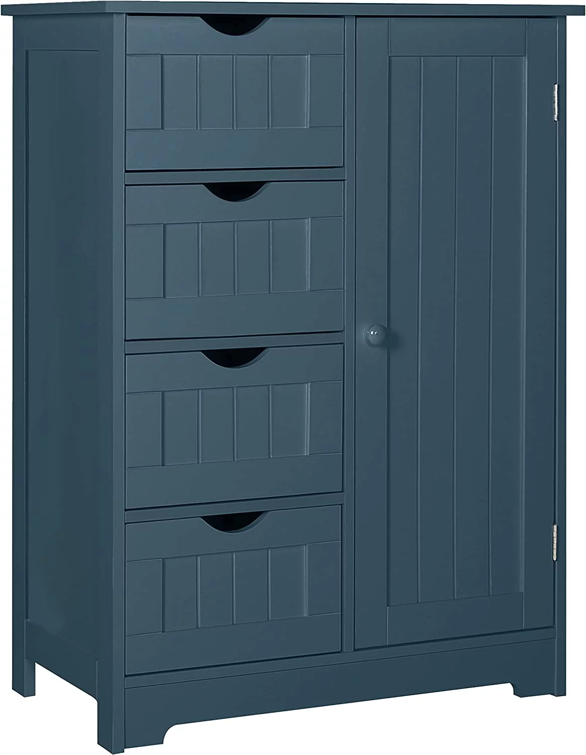 Small Storage Cabinet Organizer with 4 Drawers and 1 Cupboard, Freestanding Compact Floor Towel Cabinet for Bathroom, Laundry Room, Entryway and Bedroom, Blue