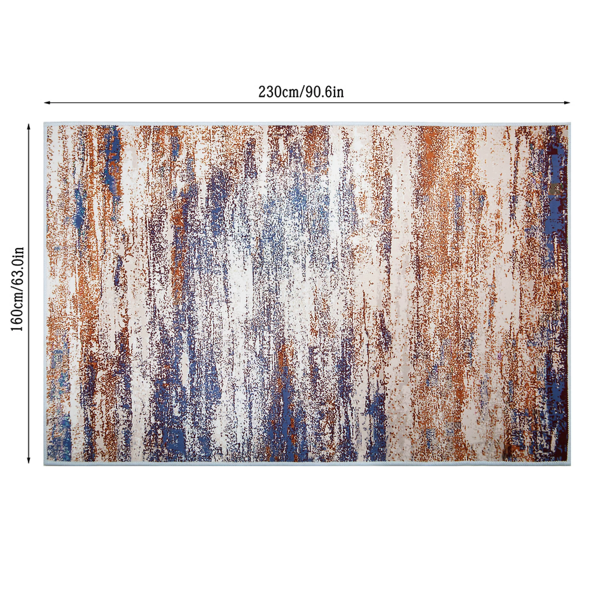 SAYFUT Abstract Faded Area Rug Or Runner, Boho Vintage Diamond Blue/ Brown/ Gray Area Rug, Bohemian, Easy Cleaning, For Bedroom, Kitchen, Living Room, Non Shedding