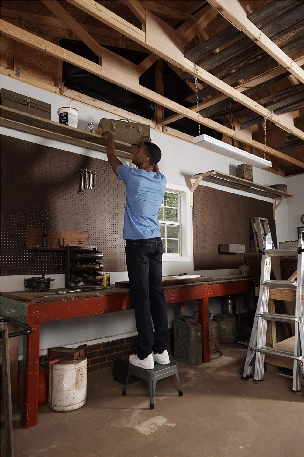 COSCO 1-Step Stackable Steel Step Stool, 2 Pack, Gray