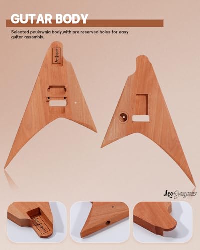 Leo Jaymz DIY Single Cut Electric Guitar Kits with Mahogany Body and Neck - Rosewood Fingerboard and All Components Included (LP Hollow)