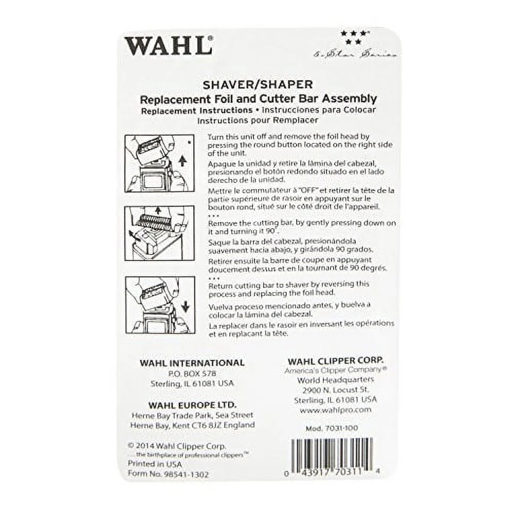 Wahl Professional Five Star Series #7031-100 Replacement Foil and Cutter Bar Assembly ? Red & Gold ? Super Close