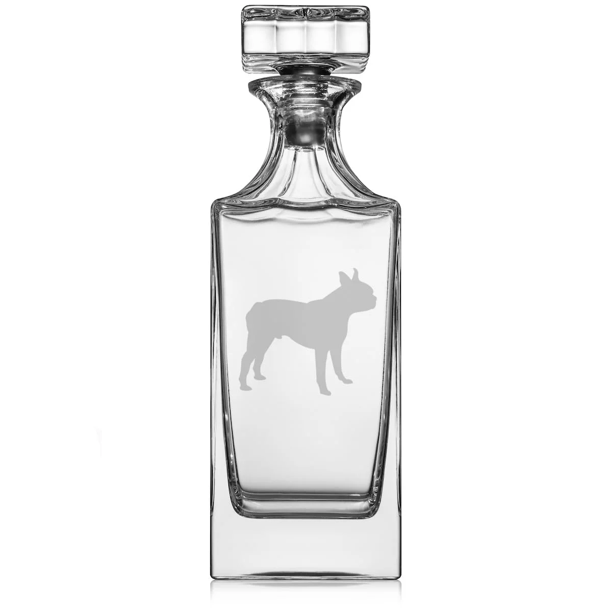 30 oz Glass Whiskey Decanter with Glass Stopper Gift Boston Terrier