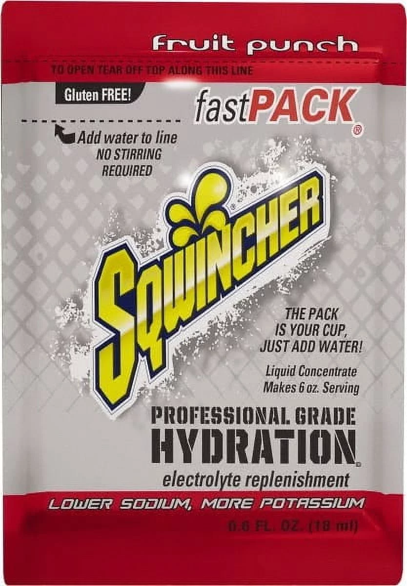 50 Count Sqwincher FastPack FruitPunch Activity Drink Liquid Concentrate Packets
