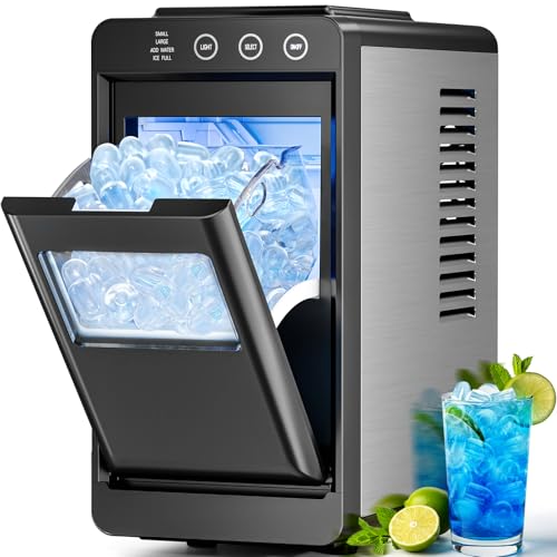 Antarctic Star Ice Maker Countertop, Portable Ice Machine with Carry Handle, 26Lbs Per Day, 9 Cubes Ready in 6 Mins, Self-Cleaning Ice Makers with Ice Scoop and Basket for Kitchen/Office/Party (Black)