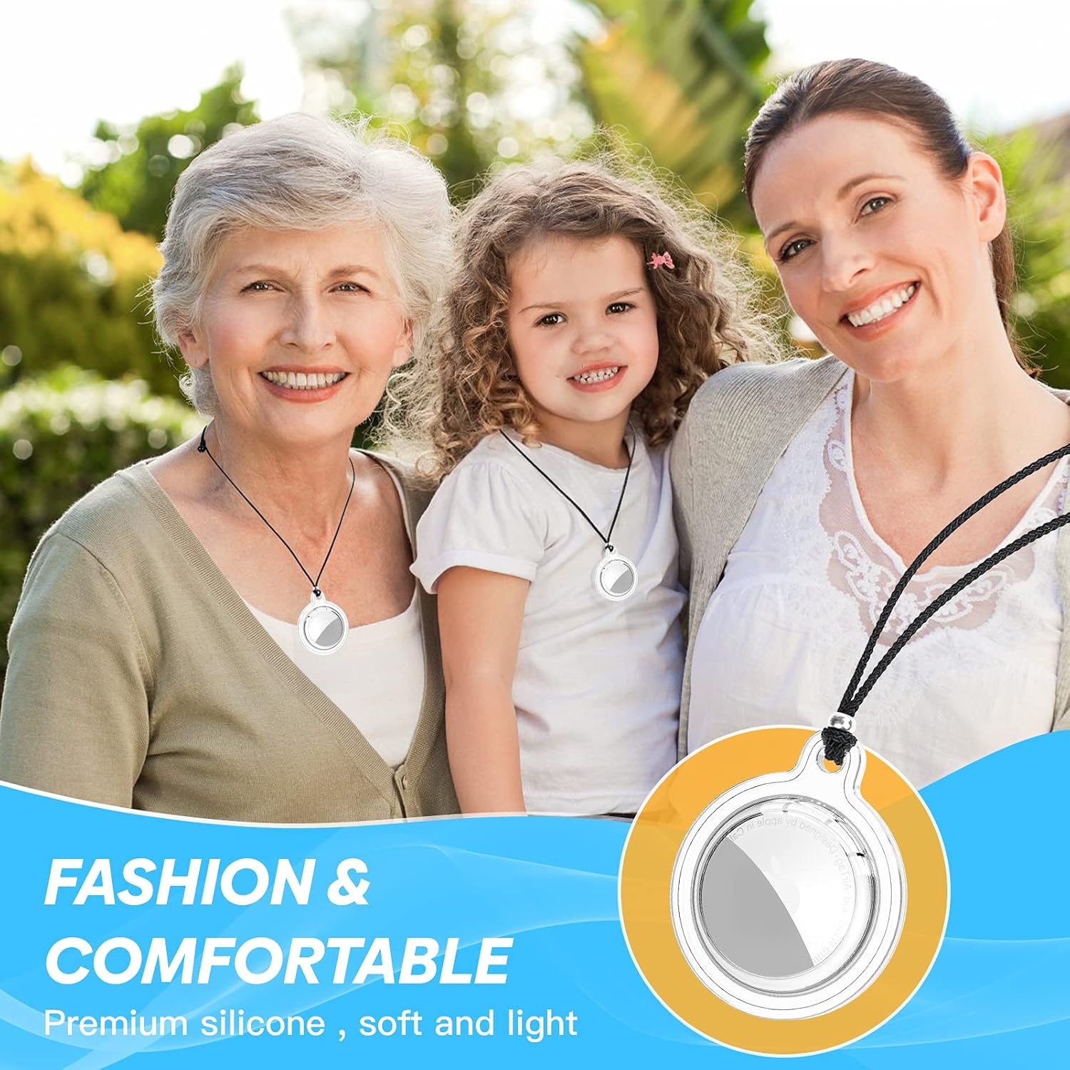 AirTag Necklace for Apple Air Tag Adjustable Waterproof Holder for Kids and Adults Elderly Dementia Patients