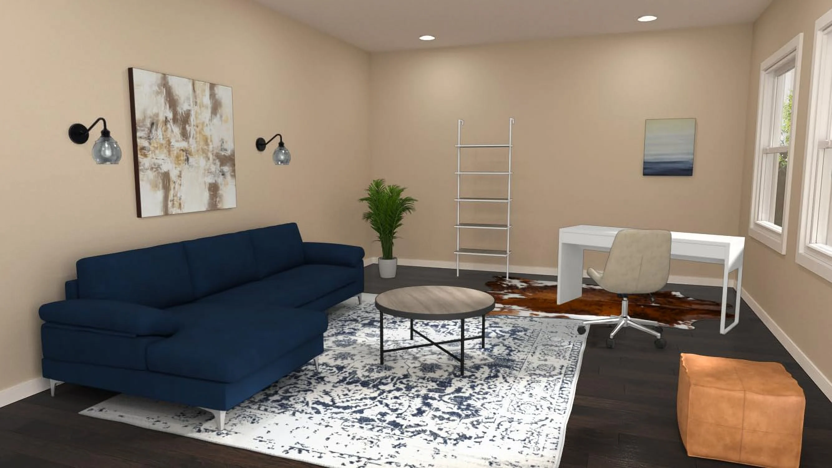 home collection fletcher beige faux leather/ chrome swivel adjustable height office desk chair