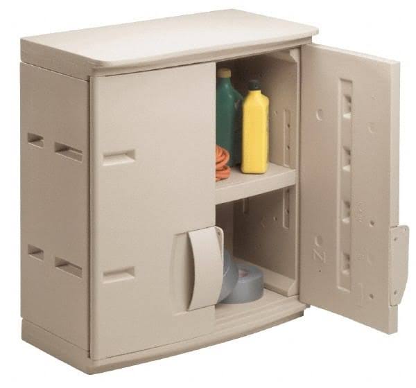 Rubbermaid 1 Shelf Wall Storage Cabinet - Plastic, 24x22 Wide x 14x22 Deep x 27x22 High, Taupe | Part #FG788800MICHR