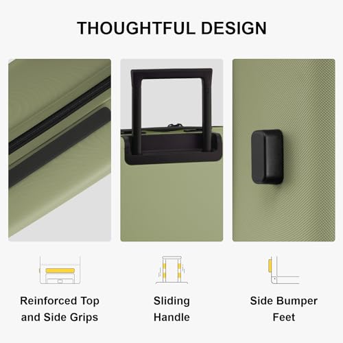 LEVEL8 Hard Shell Carry on Luggage Airline Approved, Carry-on Suitcases with Wheels, Lightweight Luminous Textured Hardside Travel Bag with Tsa Lock, 20 Inch, Black