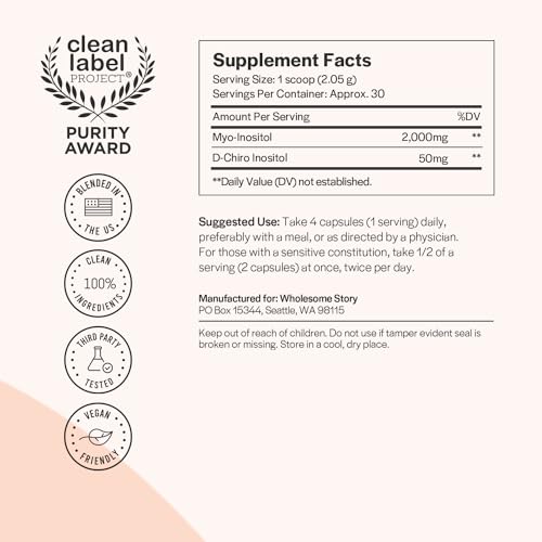 Inositol Supplement Powder | Myo-Inositol & D-Chiro Inositol | Hormonal Balance & Healthy Ovarian Function Support | Vitamin B8 | Great Alternative to Inositol Capsules | 40:1 Ratio | 30-Day Supply