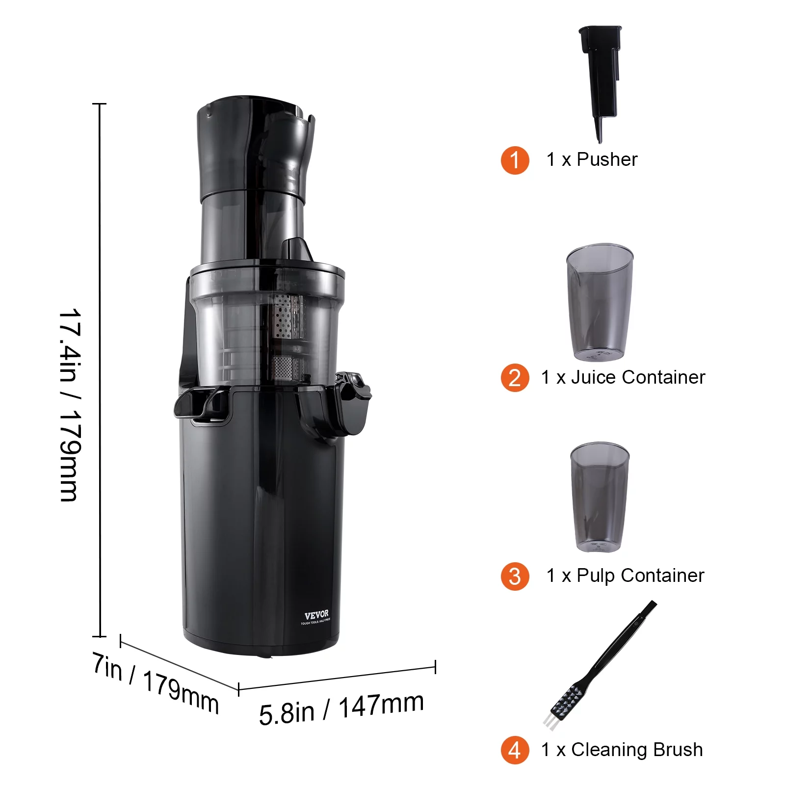 BENTISM Masticating Slow Juicer Electric Cold Press Squeezer Vegetables and Fruits