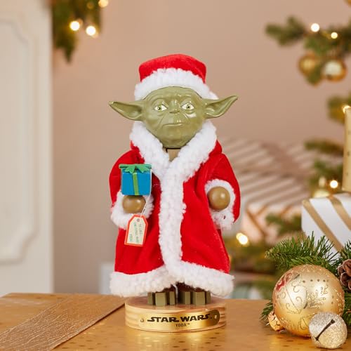 Kurt Adler Yoda in Santa Robe Nutcracker, 9-Inch, Red-Green