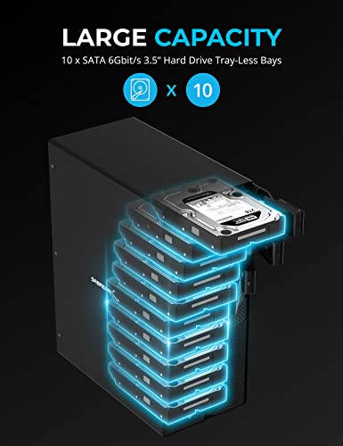 SABRENT USB 3.2 5-Bay 3.5” SATA Hard Drive Docking Station, Trayless Design, USB-C 10Gbps, Independent Power Switches, Locking Bays, Aluminum Cooling, Compatible with Windows Mac Linux (DS-SC5B)