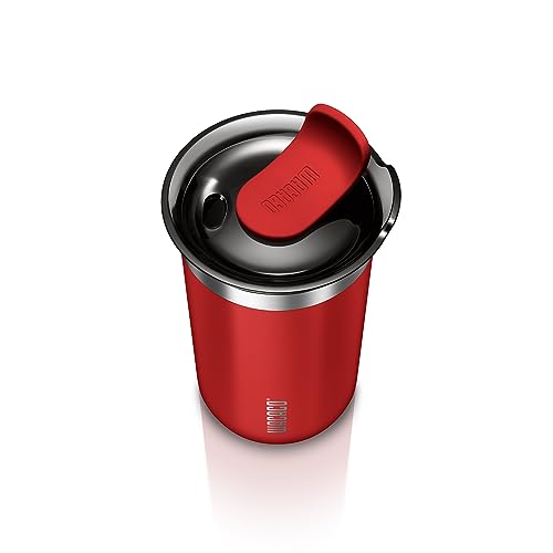 WACACO Octaroma Classico Vacuum Insulated Coffee Mug, Double-wall Stainless Steel Travel Tumbler With Drinking Lid, 6 fl oz (180ml), Carmine Red